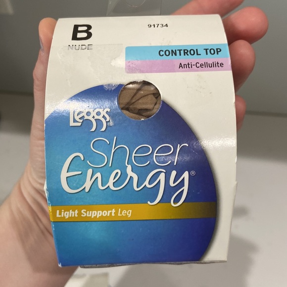 L'eggs Sheer Energy Pantyhose Nude and Jet Black Control Top size B - Picture 12 of 13